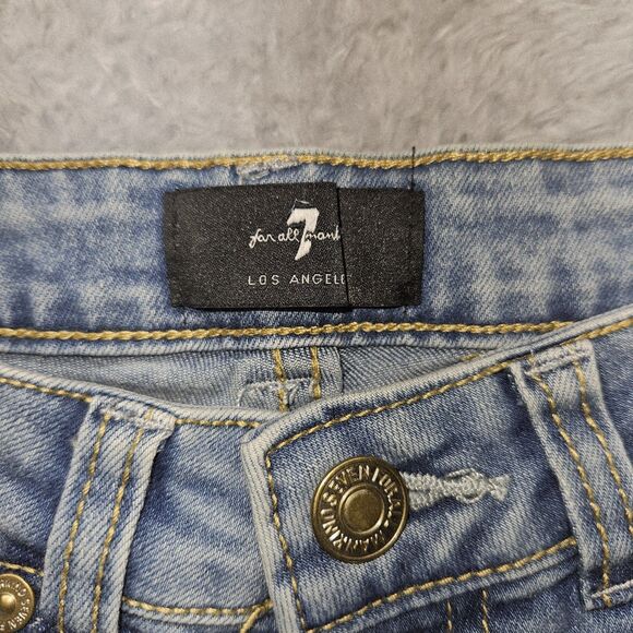 7 For All Mankind Girls Blue Denim Jean Shorts Size 10 - Picture 5 of 8